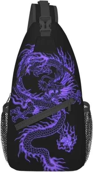 Dragon Pattern Sling Backpack Crossbody Sling Bag for Women Men Multipurpose Travel Hiking Chest Bag Daypack