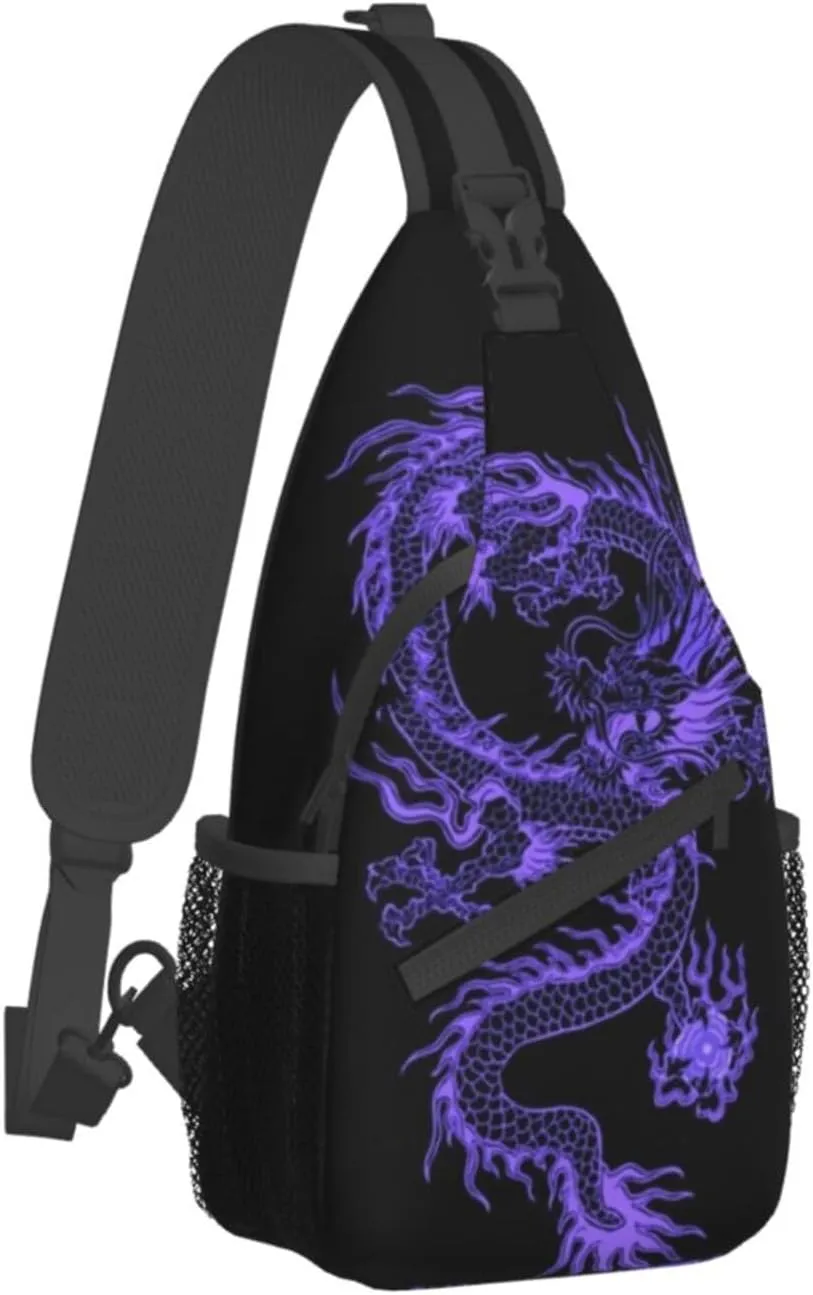 Dragon Pattern Sling Backpack Crossbody Sling Bag for Women Men Multipurpose Travel Hiking Chest Bag Daypack