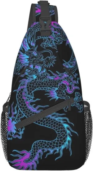 Dragon Pattern Sling Backpack Crossbody Sling Bag for Women Men Multipurpose Travel Hiking Chest Bag Daypack