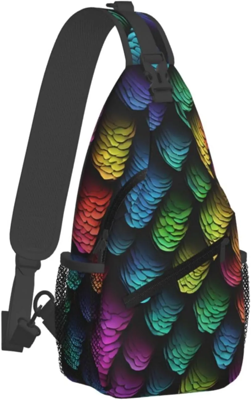 (Dragon Scale) Crossbody Chest Bag For Men Women Lightweight Sling Backpack Adjustable Shoulder Bag For Travel Outdoor Daily Use