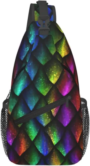 Dragon Scale Men'S Casual Chest Crossbody Bag, Lightweight Durable Shoulder Sling Pack For Daily Use, Travel, And Outdoor.