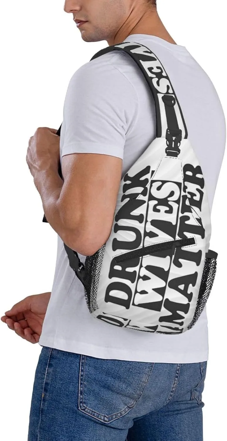 Drunk Wives Matter Small Crossbody Backpack Sling Bag For Men Women Mini One Shoulder Chest Bags Gym Sport Travel Hiking Daypack