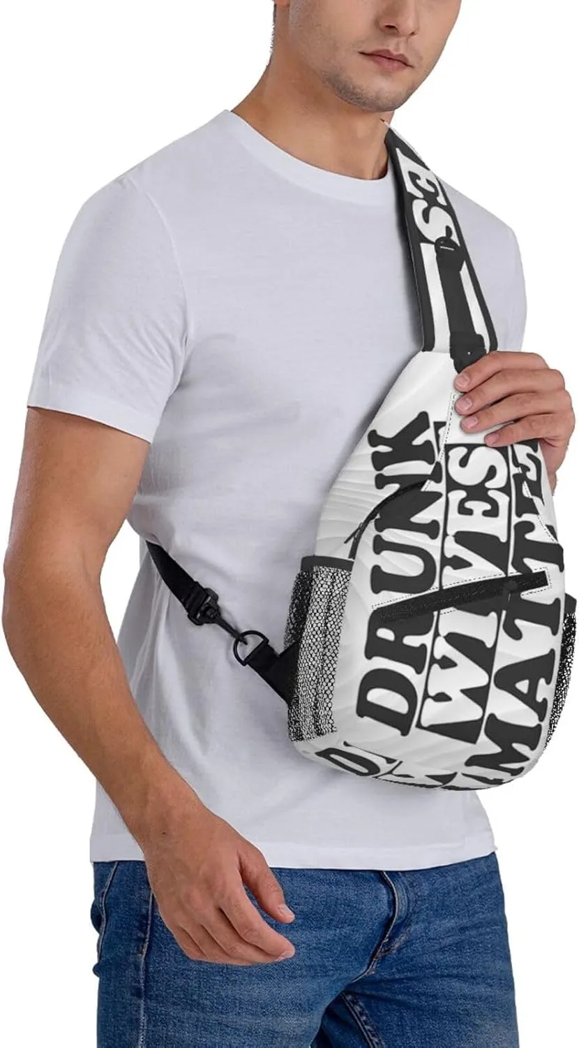 Drunk Wives Matter Small Crossbody Backpack Sling Bag For Men Women Mini One Shoulder Chest Bags Gym Sport Travel Hiking Daypack