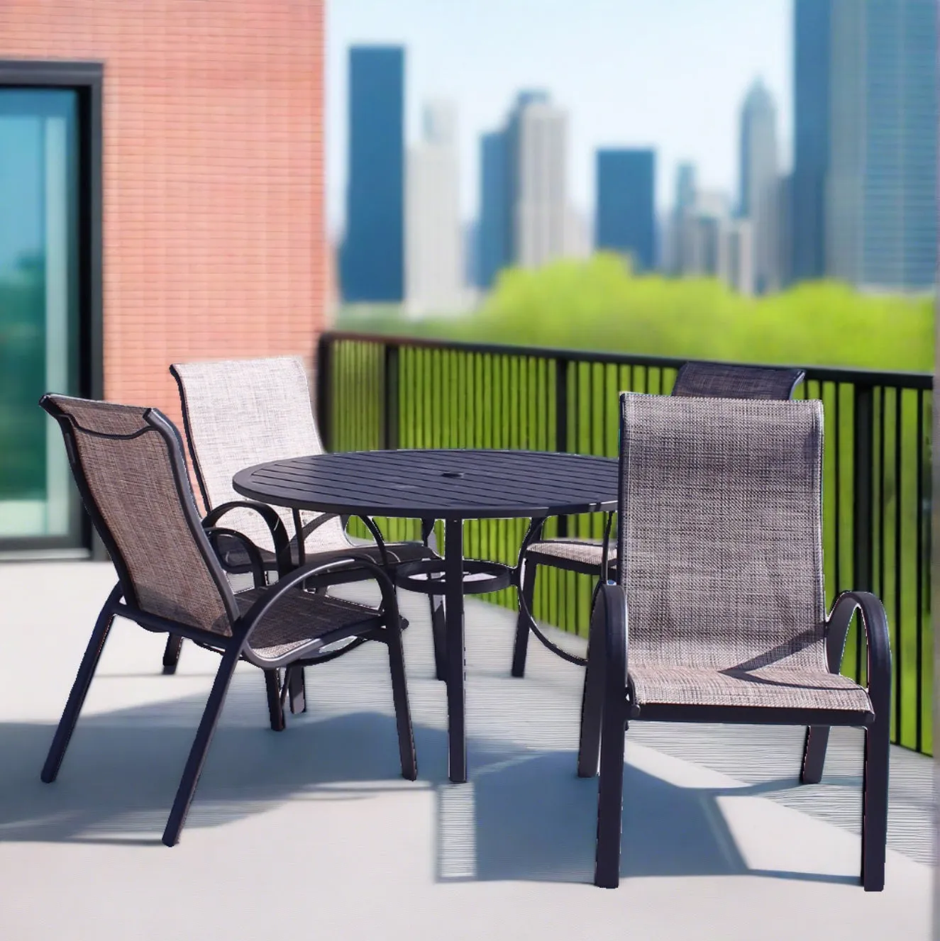 Dublin Brown Sling Patio Dining Sets