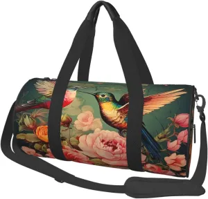 Duffel Bag for Gym Travel Storage Luggage Bag Vintage Hummingbird Flower Birds Sport Duffle Bag With Zipper Weekender Bag