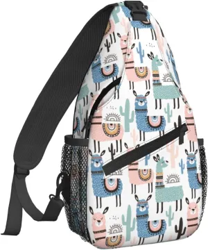 Dujiea Crossbody Backpack For Men Women Sling Bag, Cactus Sheep Alpaca Chest Bag Shoulder Bag Lightweight One Strap Backpack Multipurpose Travel Hiking Daypack