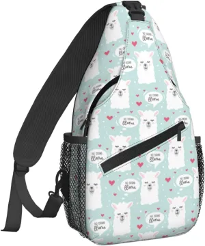 Dujiea Crossbody Backpack For Men Women Sling Bag, No Drama Llama Chest Bag Shoulder Bag Lightweight One Strap Backpack Multipurpose Travel Hiking Daypack
