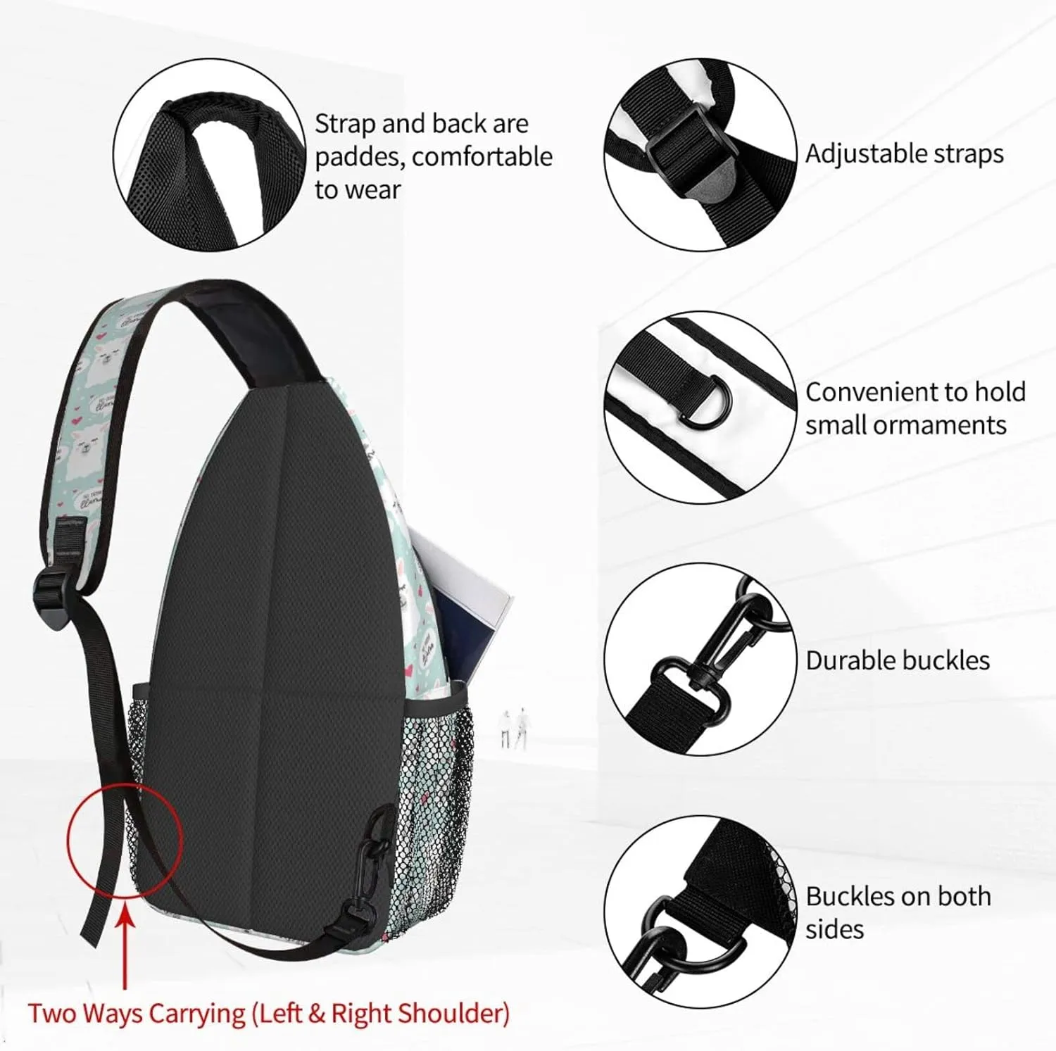 Dujiea Crossbody Backpack For Men Women Sling Bag, No Drama Llama Chest Bag Shoulder Bag Lightweight One Strap Backpack Multipurpose Travel Hiking Daypack