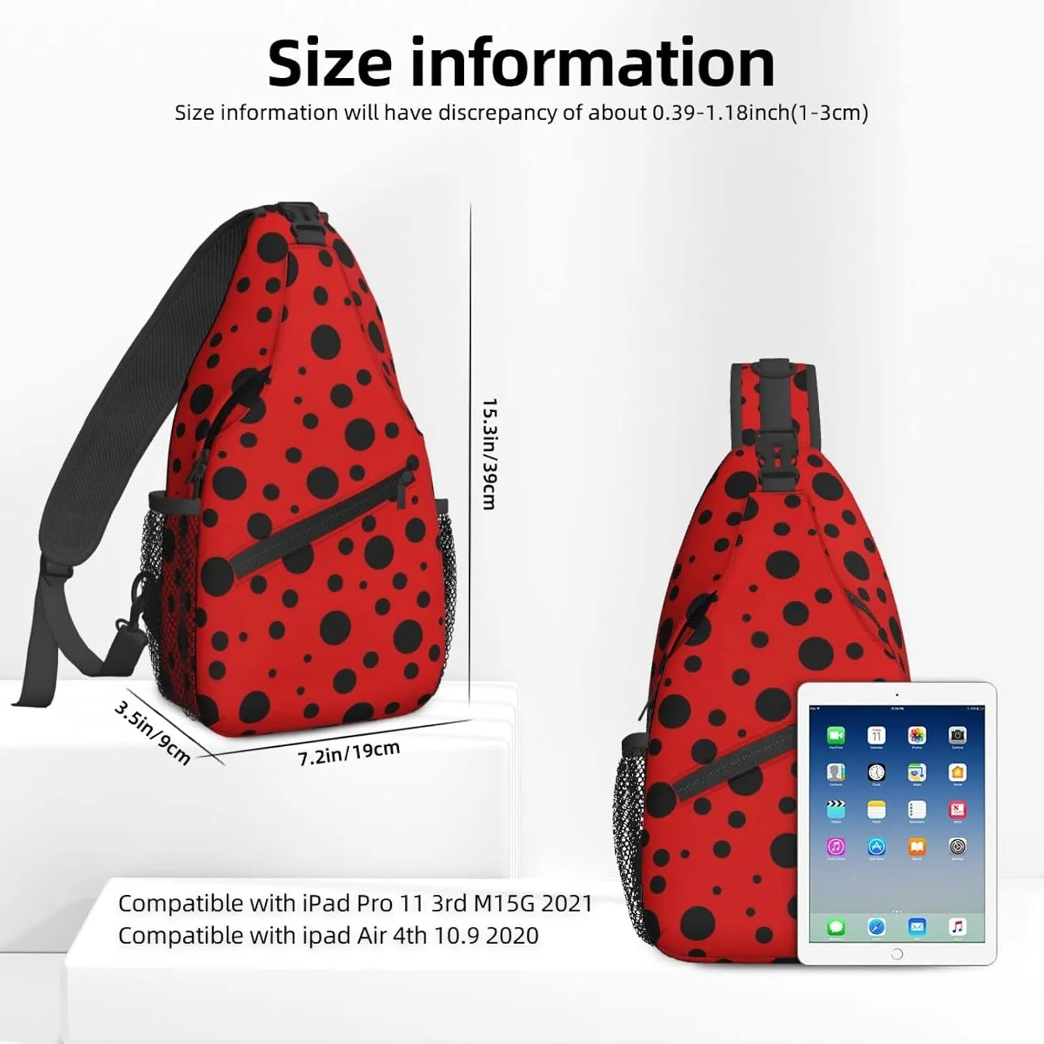 Dujiea Crossbody Backpack For Men Women Sling Bag, Polka Dot Ladybug Chest Bag Shoulder Bag Lightweight One Strap Backpack Multipurpose Travel Hiking Daypack
