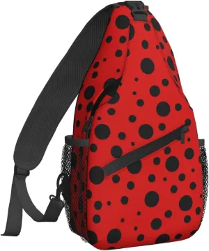 Dujiea Crossbody Backpack For Men Women Sling Bag, Polka Dot Ladybug Chest Bag Shoulder Bag Lightweight One Strap Backpack Multipurpose Travel Hiking Daypack