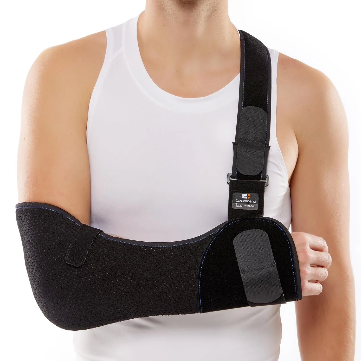 Duluxe Shoulder Immobilizer Arm Sling – Medical Sling with Adjustable Shoulder and Waist Straps for Torn Rotator Cuff, Shoulder, Clavical, Elbow, Forearm Injury (X-Large)