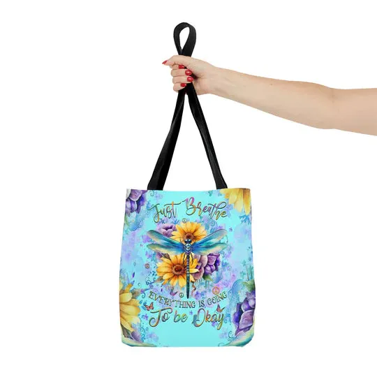 Durable Canvas Tote Bags - JUST BREATHE DRAGONFLY - Lightweight &amp, High-Capacity Options by EBDR 01220524