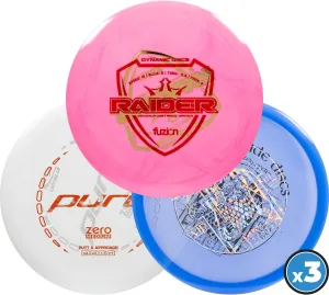 Dynamic Discs Disc Golf Starter Set (Misprint 3-Pack) - Multi-Pack Ideal for Disc Golf Gifts & Accessories for Men - All Premium Plastic Discs - Includes Molds from DD, Latitude 64 & Westside