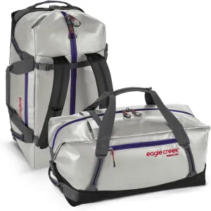 Eagle Creek Migrate 40L Travel Backpack Duffle Bag with Tuck-Away Backpack Straps, Full-Access Wide Mouth Opening & Seamless Bottom Bathtub Construction, Silver