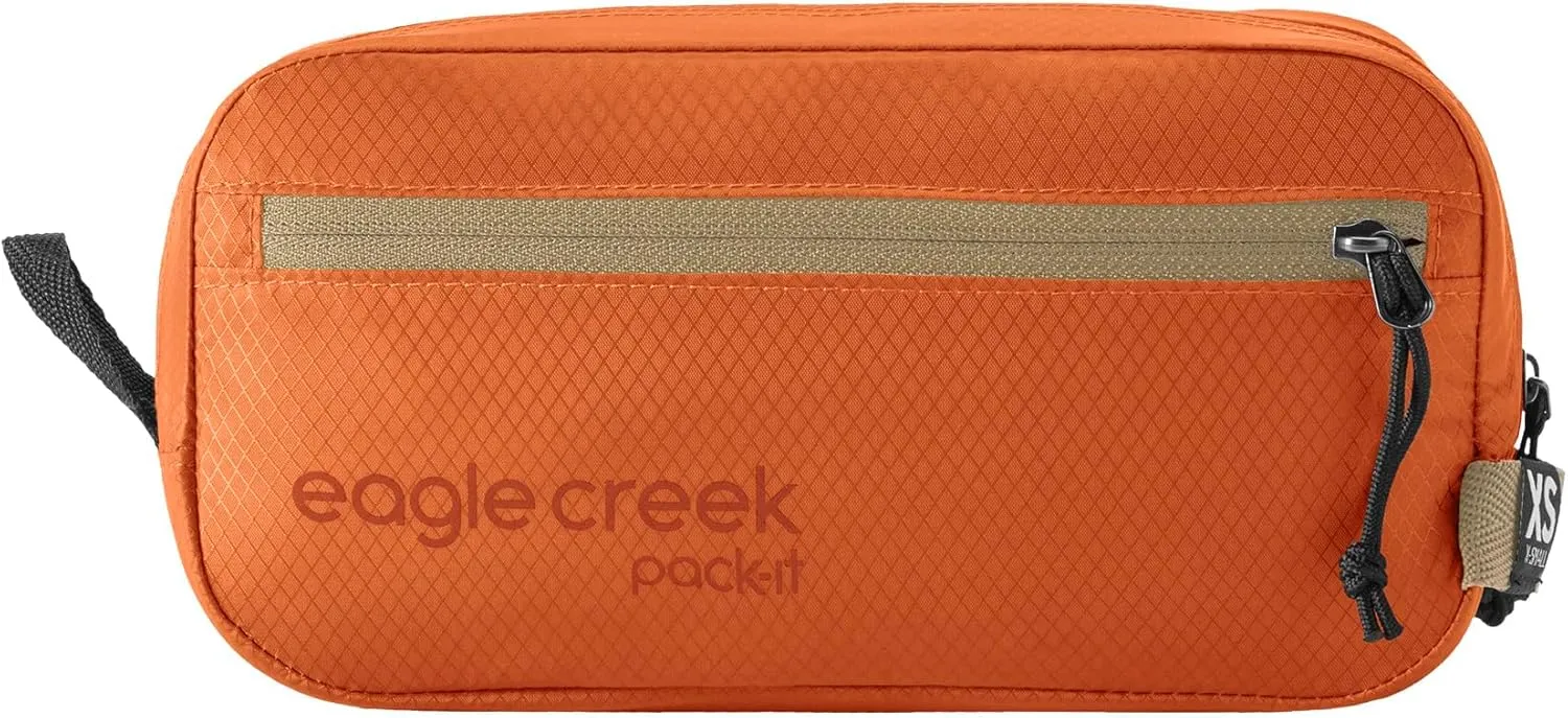 eagle creek Pack-It Isolate Quick Trip Travel Toiletry Bag - Durable, Stain- and Water-Resistant with Multiple Pockets, Machine Washable, Mandarin - XS