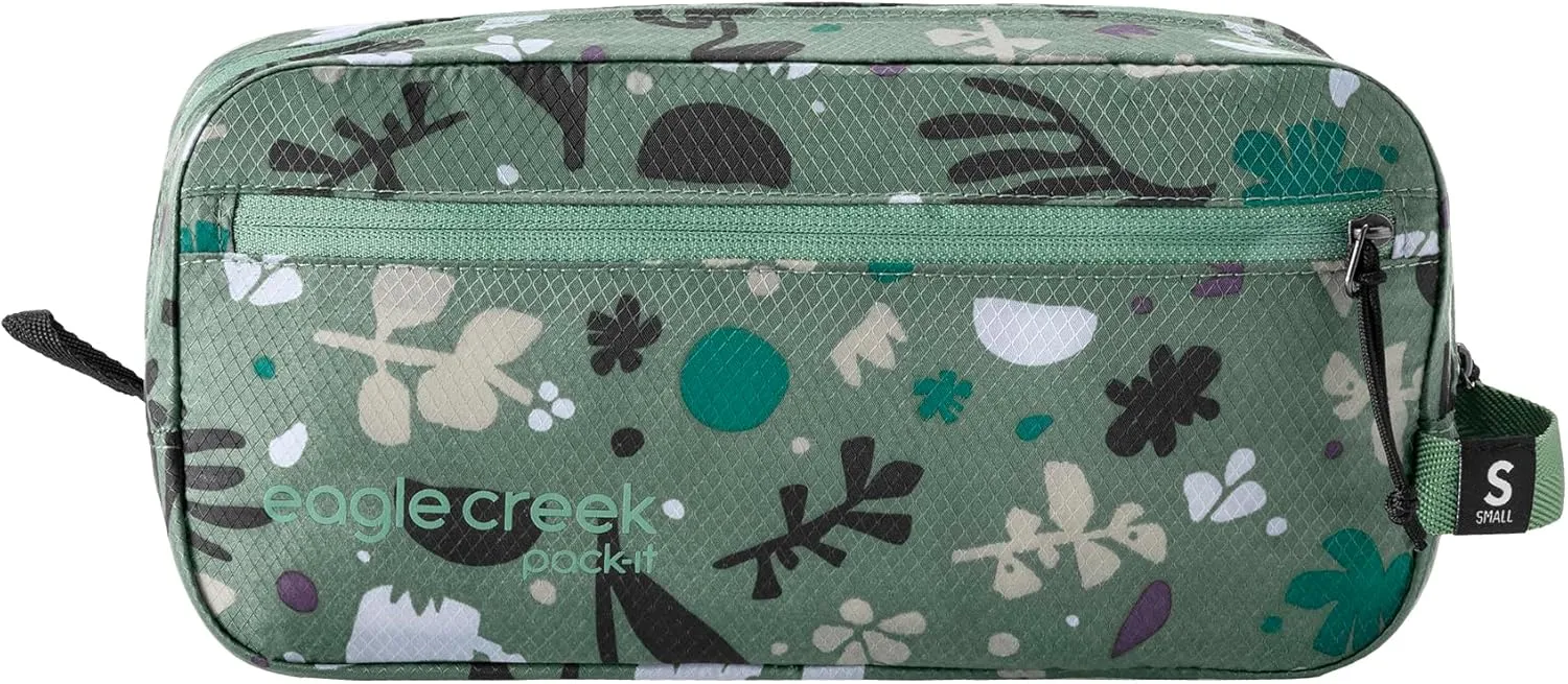 eagle creek Pack-It Quick Trip Travel Toiletry Bag - Durable, Stain- and Water-Resistant with Multiple Pockets, Machine Washable, Duck Green