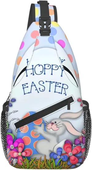 Easter Bunny And Eggs Sling Bag Chest Shoulder Backpack Crossbody Easter Gifts Bags Casual Daypack for Men Women