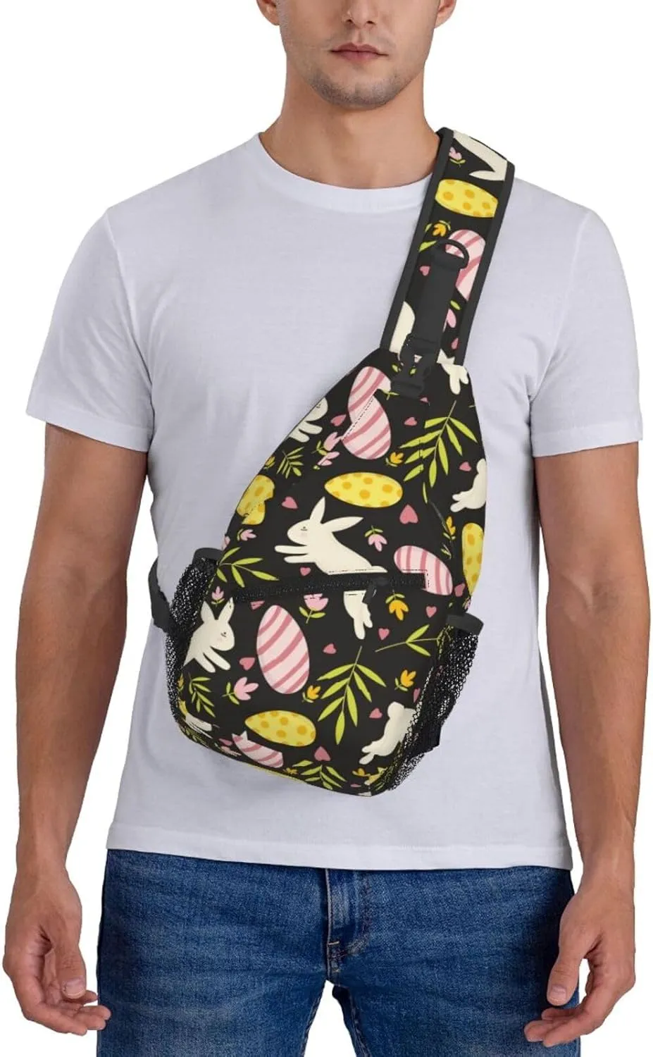 Easter Bunny And Eggs Sling Bag Chest Shoulder Backpack Crossbody Easter Gifts Bags Casual Daypack for Men Women