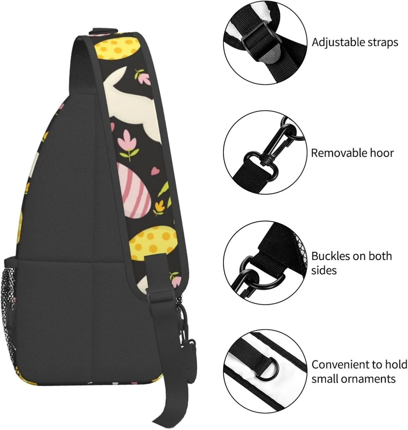 Easter Bunny And Eggs Sling Bag Chest Shoulder Backpack Crossbody Easter Gifts Bags Casual Daypack for Men Women