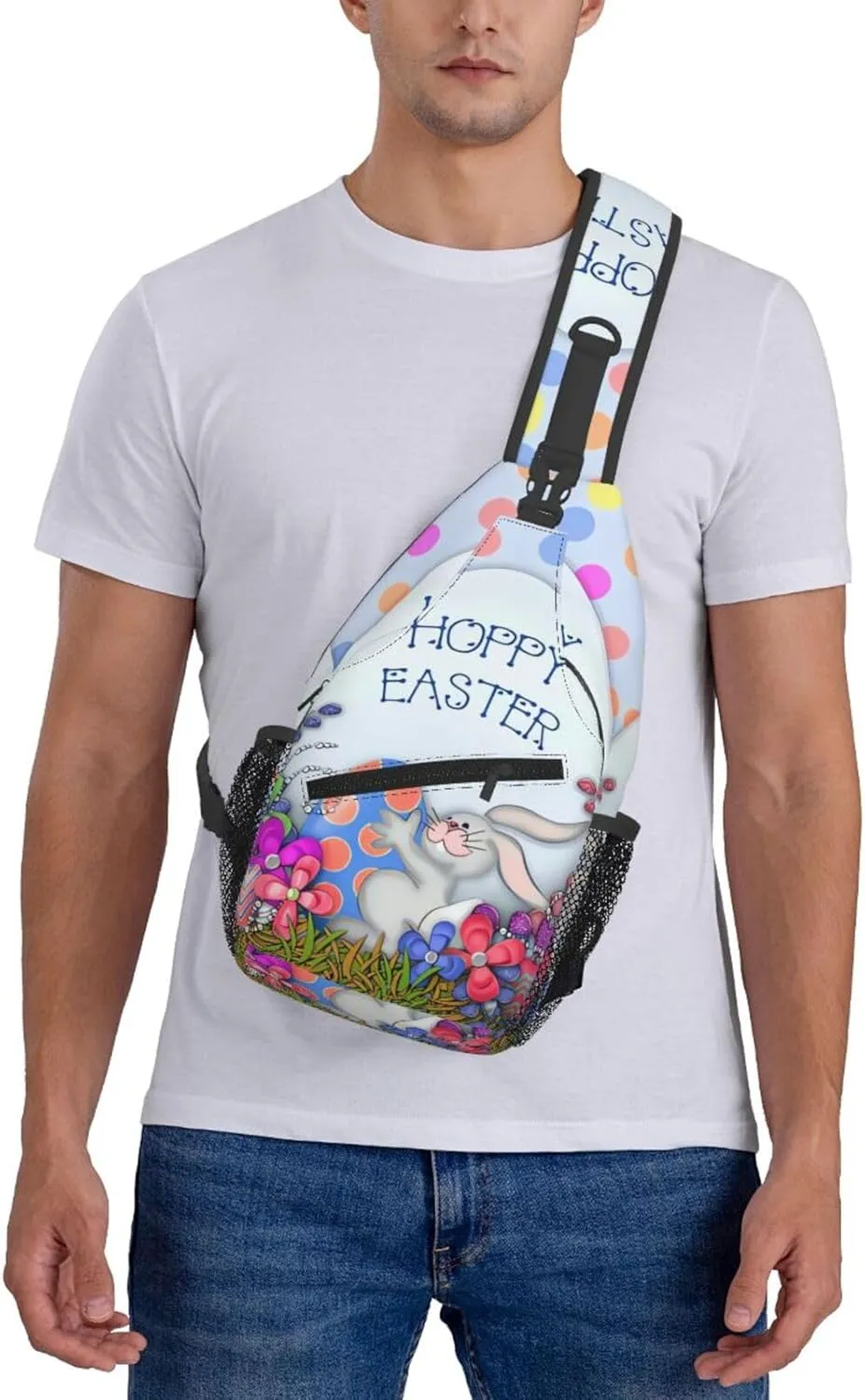 Easter Bunny And Eggs Sling Bag Chest Shoulder Backpack Crossbody Easter Gifts Bags Casual Daypack for Men Women