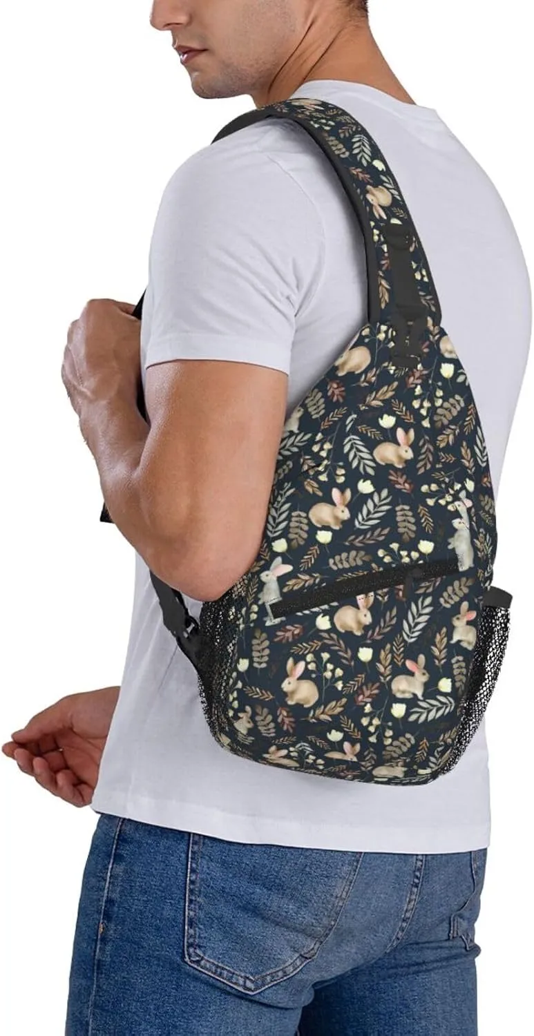 Easter Sling Bags With Adjustable Strap Crossbody Chest Bag Cute Easter Bunny Backpack for Casual Traveling,Hiking