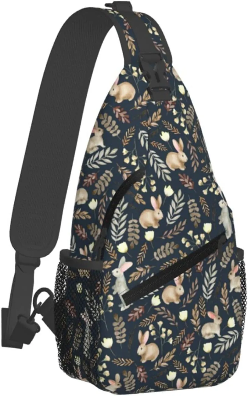 Easter Sling Bags With Adjustable Strap Crossbody Chest Bag Cute Easter Bunny Backpack for Casual Traveling,Hiking