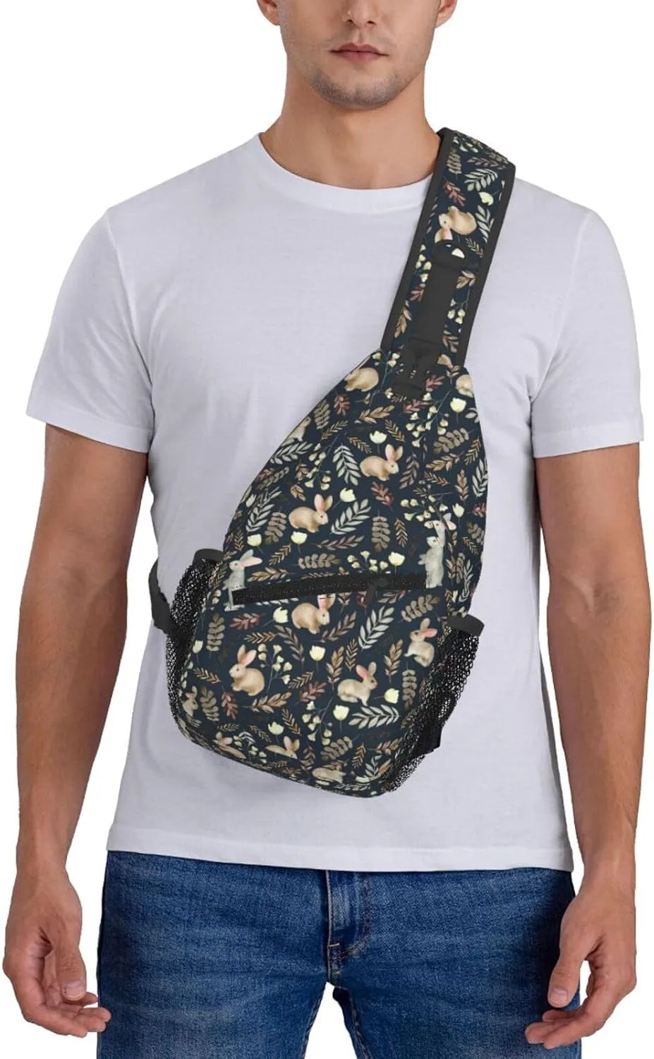 Easter Sling Bags With Adjustable Strap Crossbody Chest Bag Cute Easter Bunny Backpack for Casual Traveling,Hiking