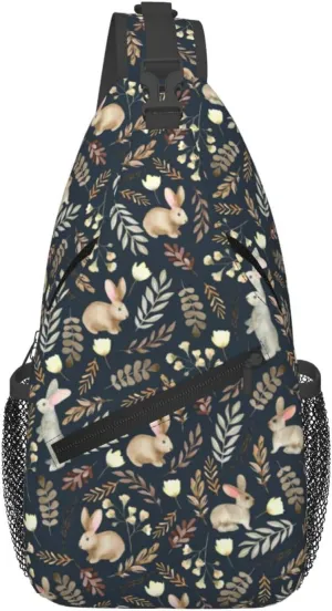 Easter Sling Bags With Adjustable Strap Crossbody Chest Bag Cute Easter Bunny Backpack for Casual Traveling,Hiking