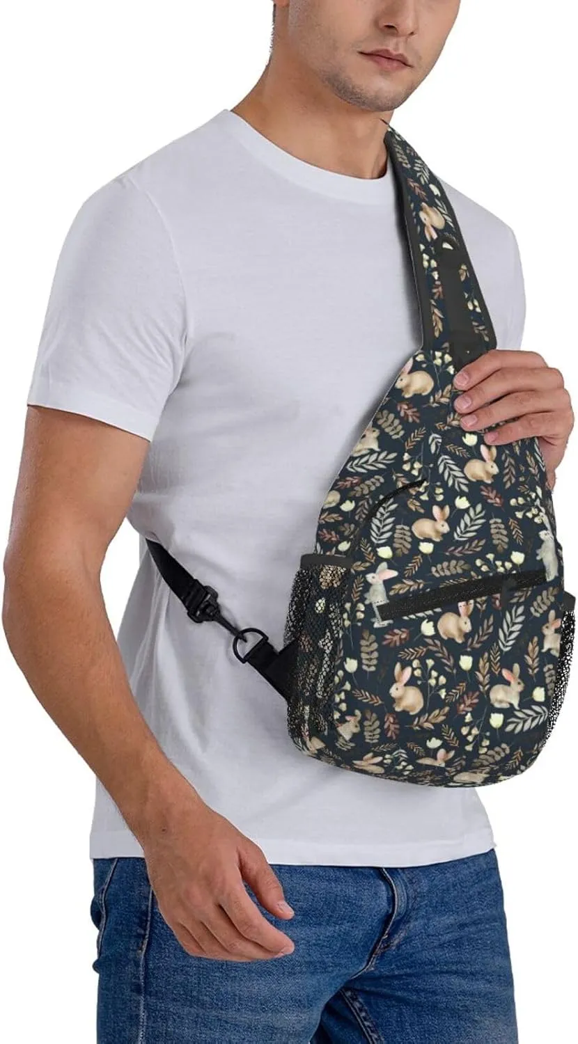 Easter Sling Bags With Adjustable Strap Crossbody Chest Bag Cute Easter Bunny Backpack for Casual Traveling,Hiking