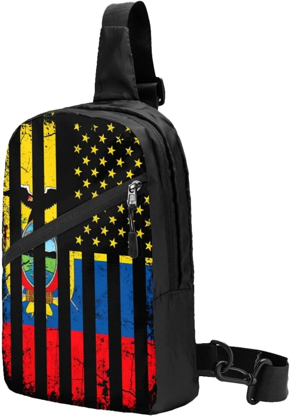 Ecuadorian American Flag America Ecuador Roots Packable Crossbody Bag Portable Sling Bags Foldable Travel Daypack Reusable Sports Shoulder Backpack Diagonally Chest Bag for Workout