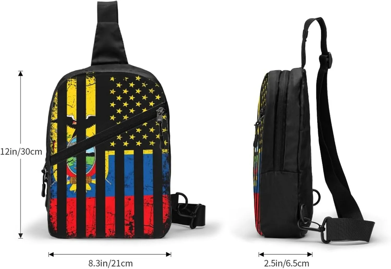 Ecuadorian American Flag America Ecuador Roots Packable Crossbody Bag Portable Sling Bags Foldable Travel Daypack Reusable Sports Shoulder Backpack Diagonally Chest Bag for Workout