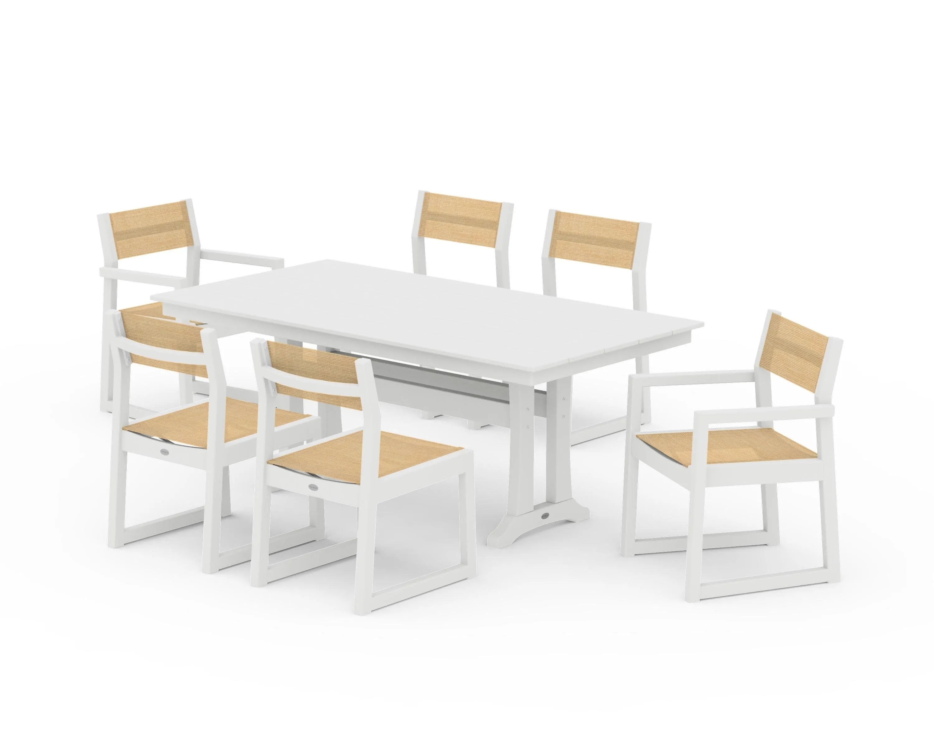 EDGE Sling 7-Piece Farmhouse Trestle Dining Set