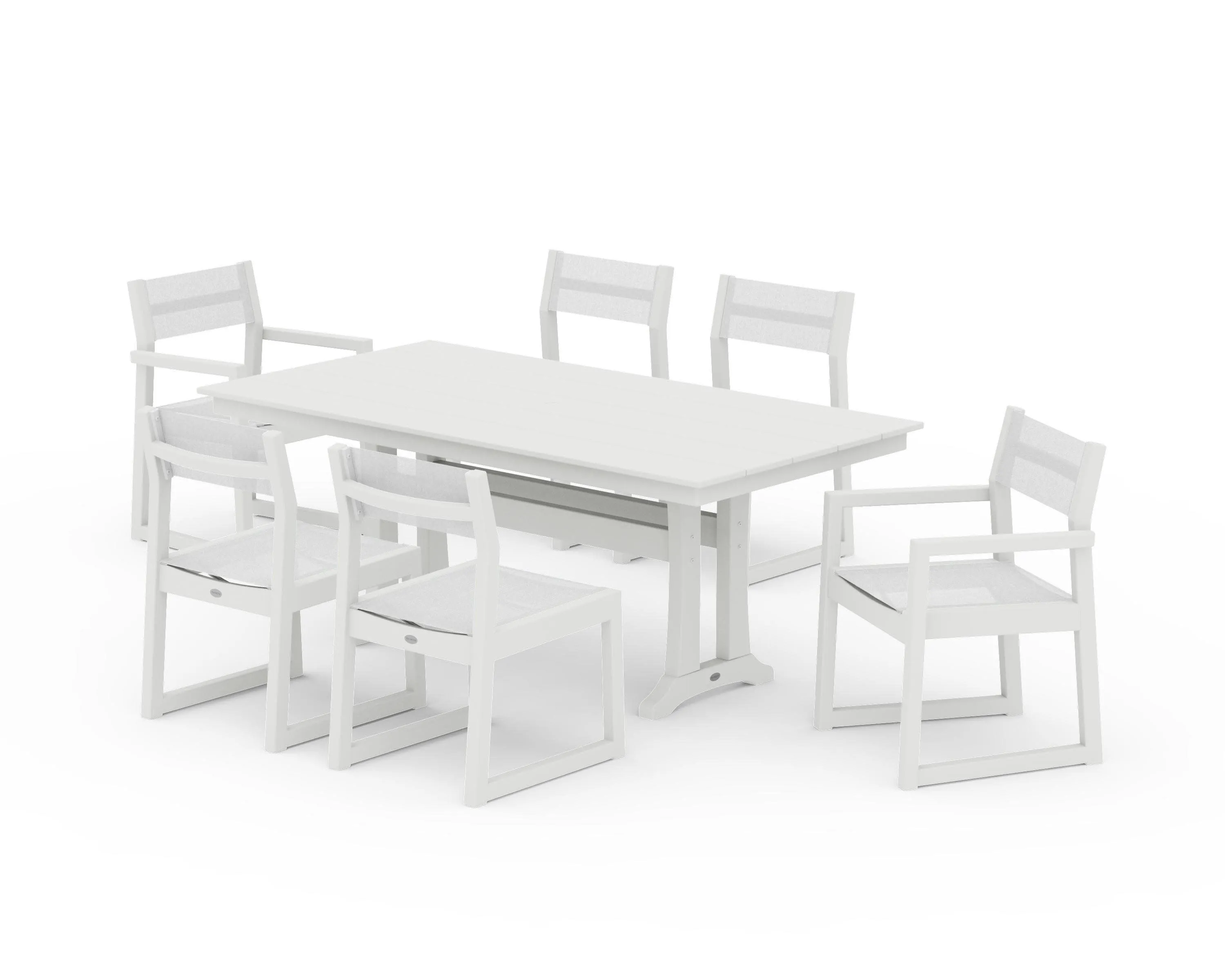 EDGE Sling 7-Piece Farmhouse Trestle Dining Set