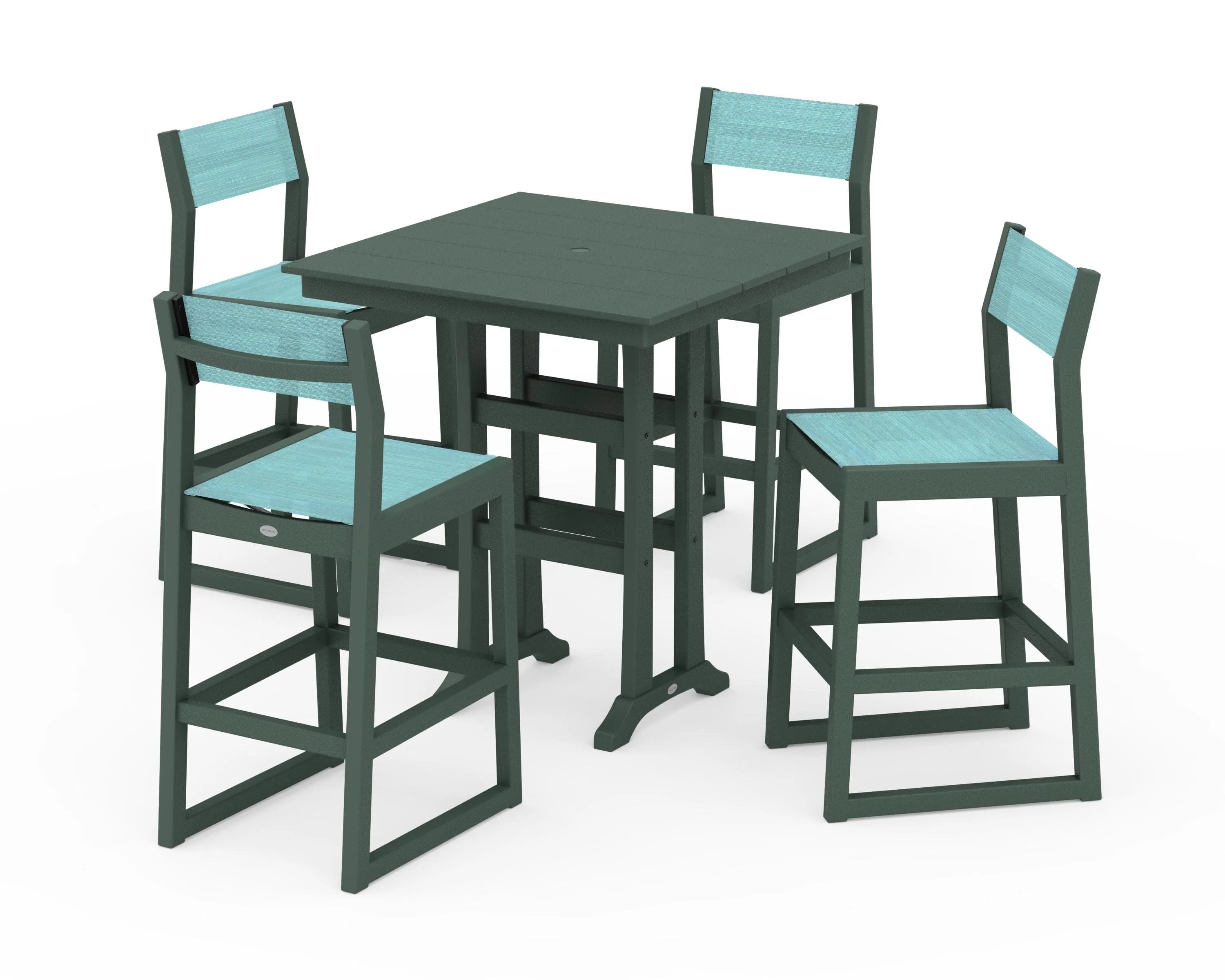 EDGE Sling Arm Chair 5-Piece Farmhouse Bar Set with Trestle Legs