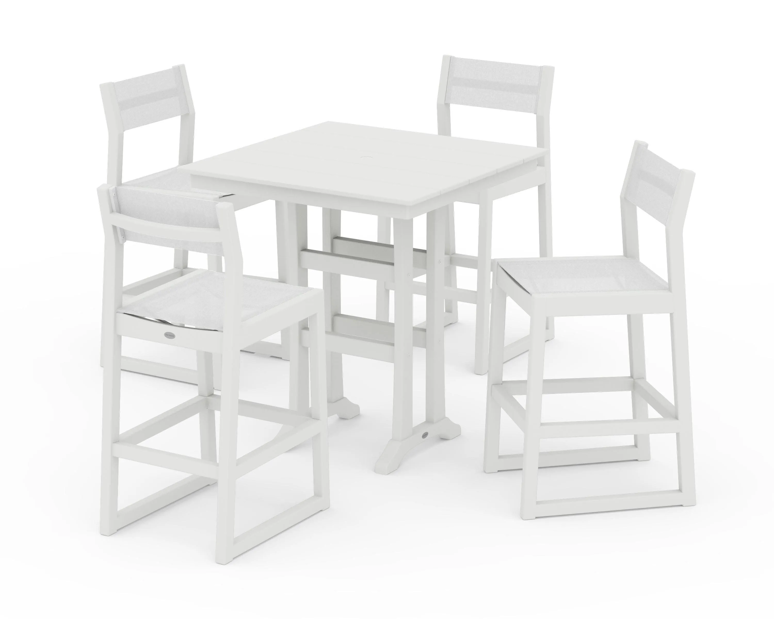 EDGE Sling Arm Chair 5-Piece Farmhouse Bar Set with Trestle Legs