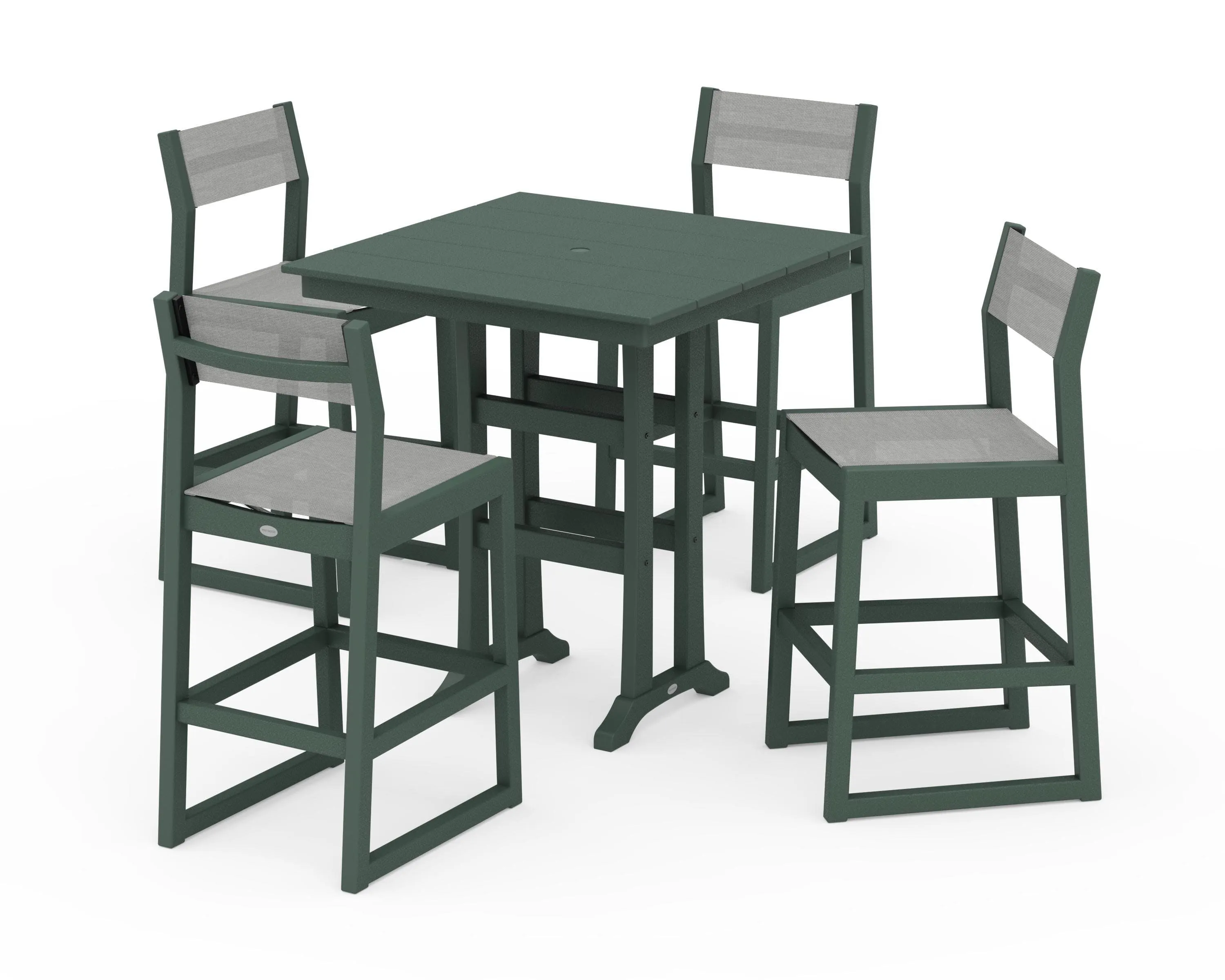 EDGE Sling Arm Chair 5-Piece Farmhouse Bar Set with Trestle Legs