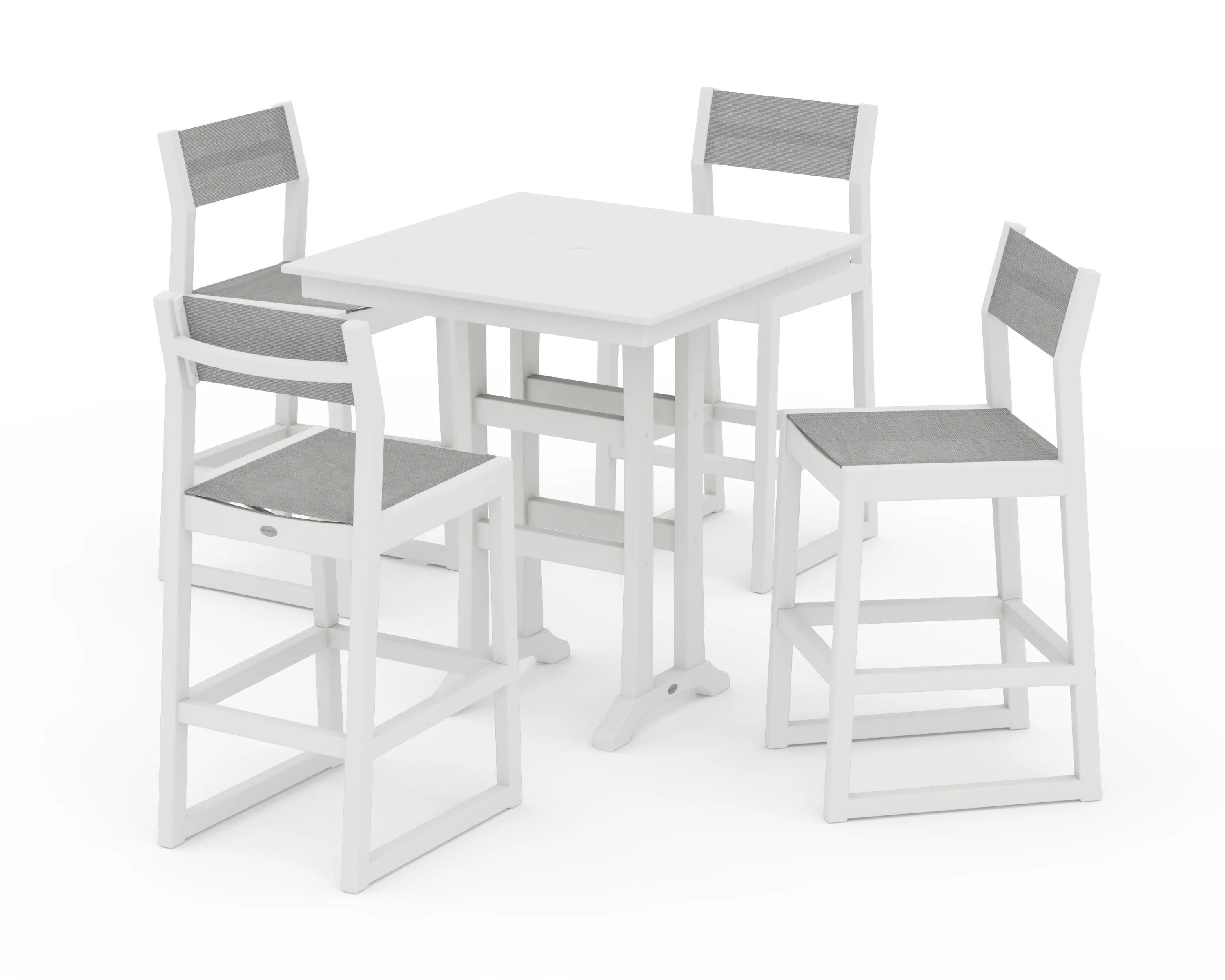 EDGE Sling Arm Chair 5-Piece Farmhouse Bar Set with Trestle Legs