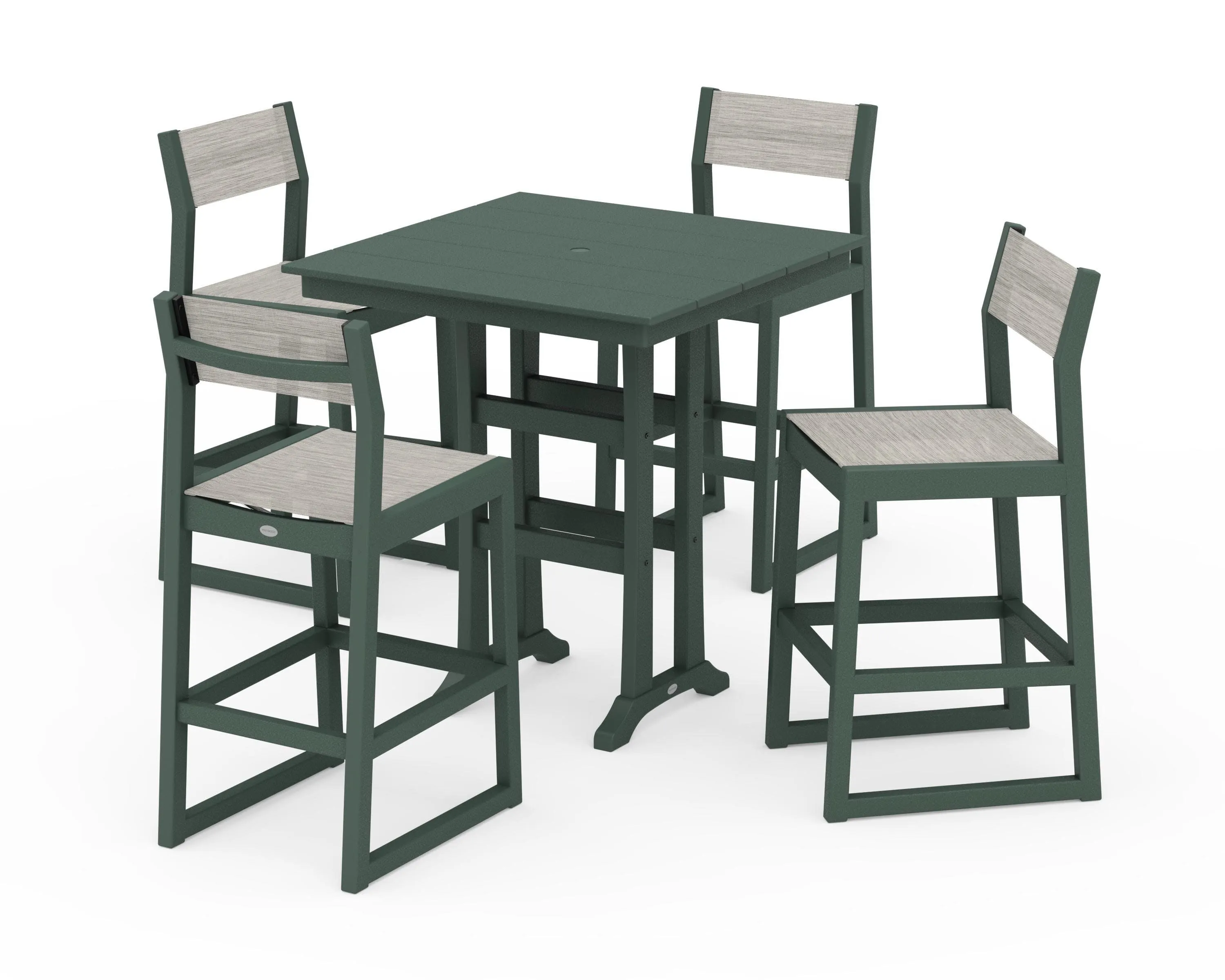 EDGE Sling Arm Chair 5-Piece Farmhouse Bar Set with Trestle Legs