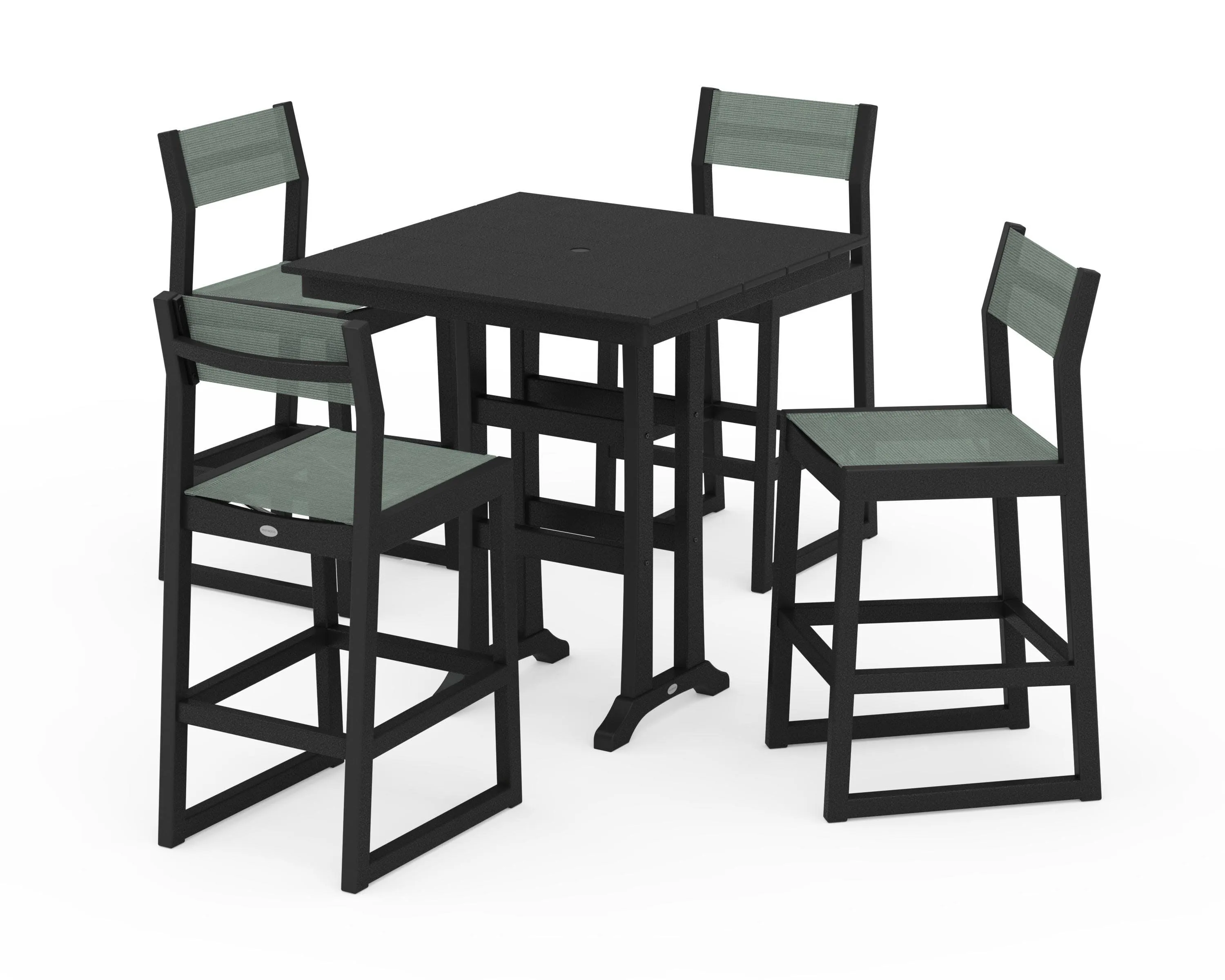 EDGE Sling Arm Chair 5-Piece Farmhouse Bar Set with Trestle Legs