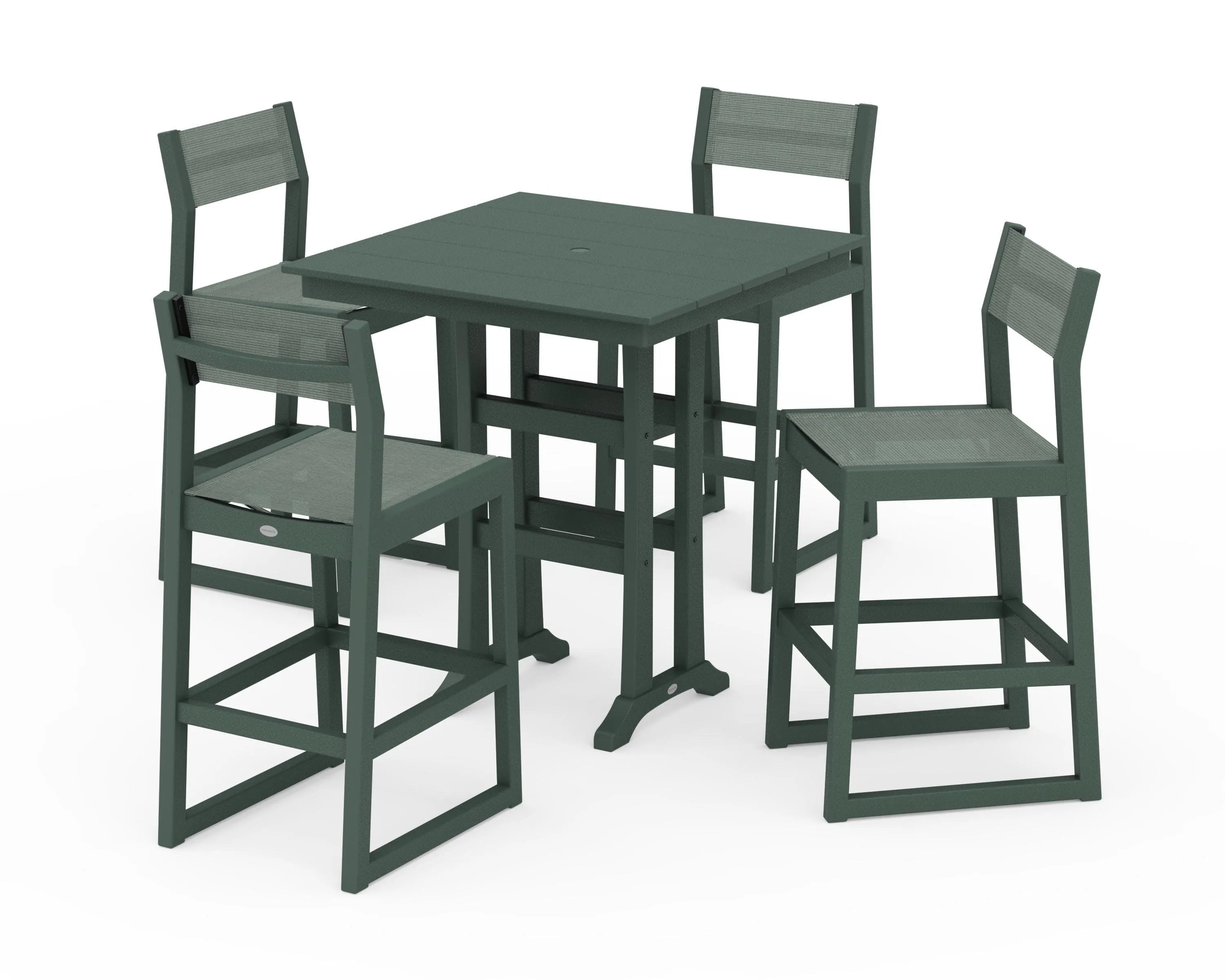 EDGE Sling Arm Chair 5-Piece Farmhouse Bar Set with Trestle Legs