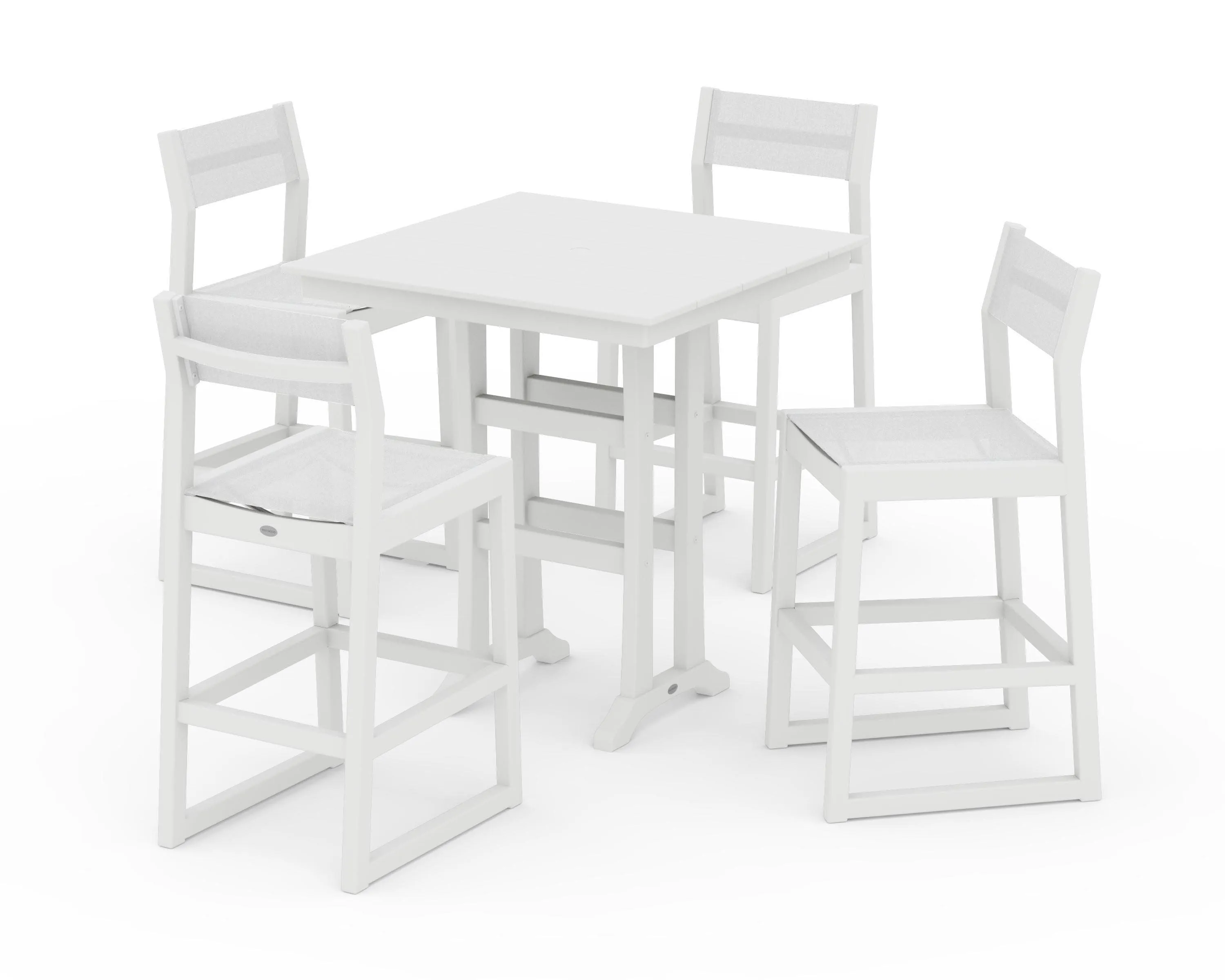 EDGE Sling Arm Chair 5-Piece Farmhouse Bar Set with Trestle Legs