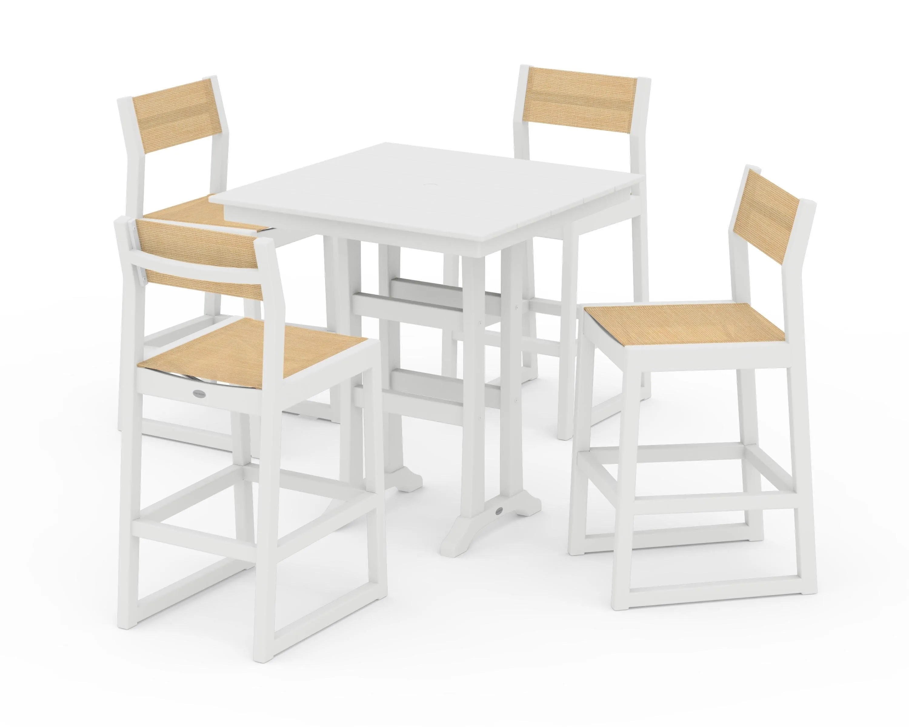 EDGE Sling Arm Chair 5-Piece Farmhouse Bar Set with Trestle Legs