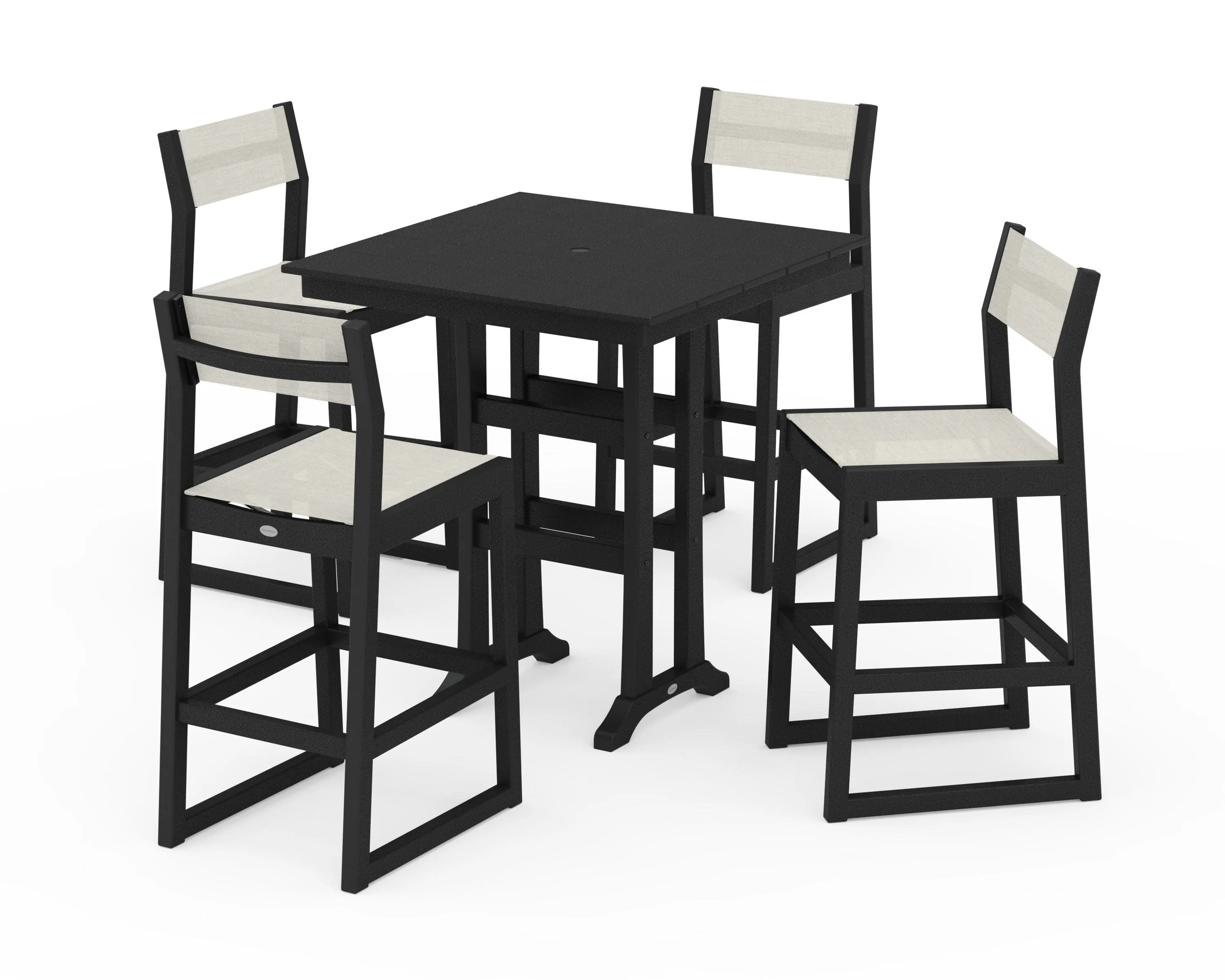 EDGE Sling Arm Chair 5-Piece Farmhouse Bar Set with Trestle Legs