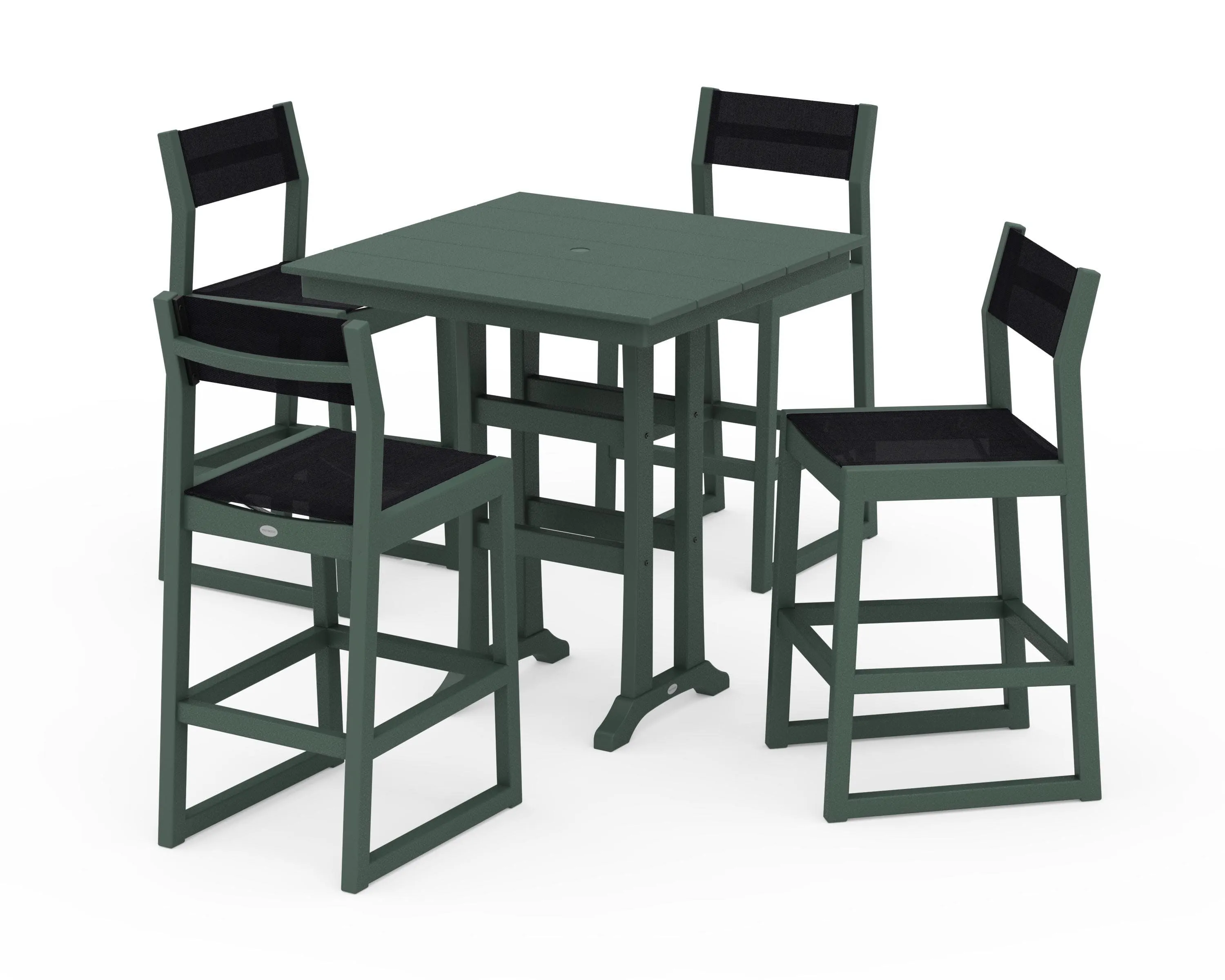EDGE Sling Arm Chair 5-Piece Farmhouse Bar Set with Trestle Legs