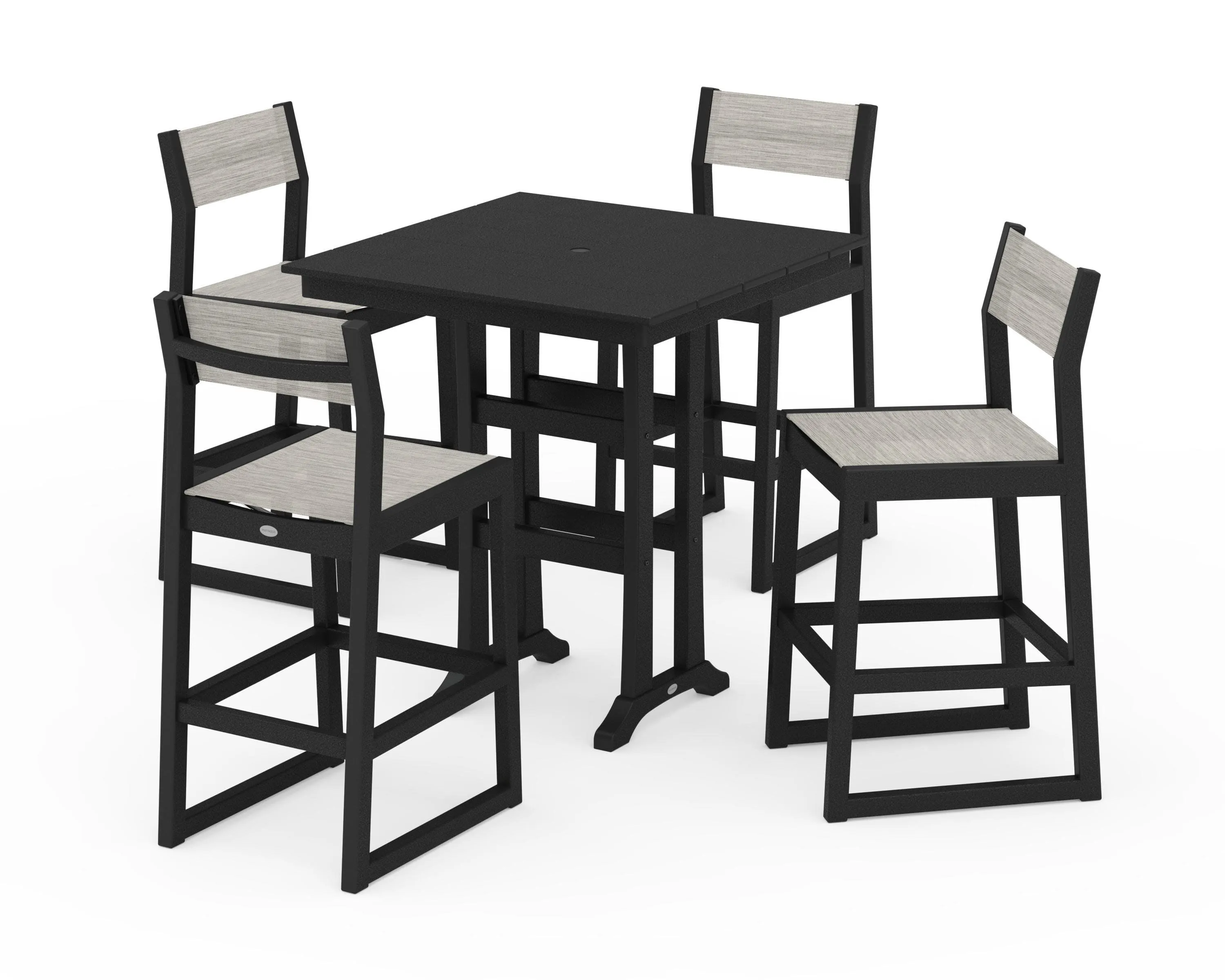 EDGE Sling Arm Chair 5-Piece Farmhouse Bar Set with Trestle Legs