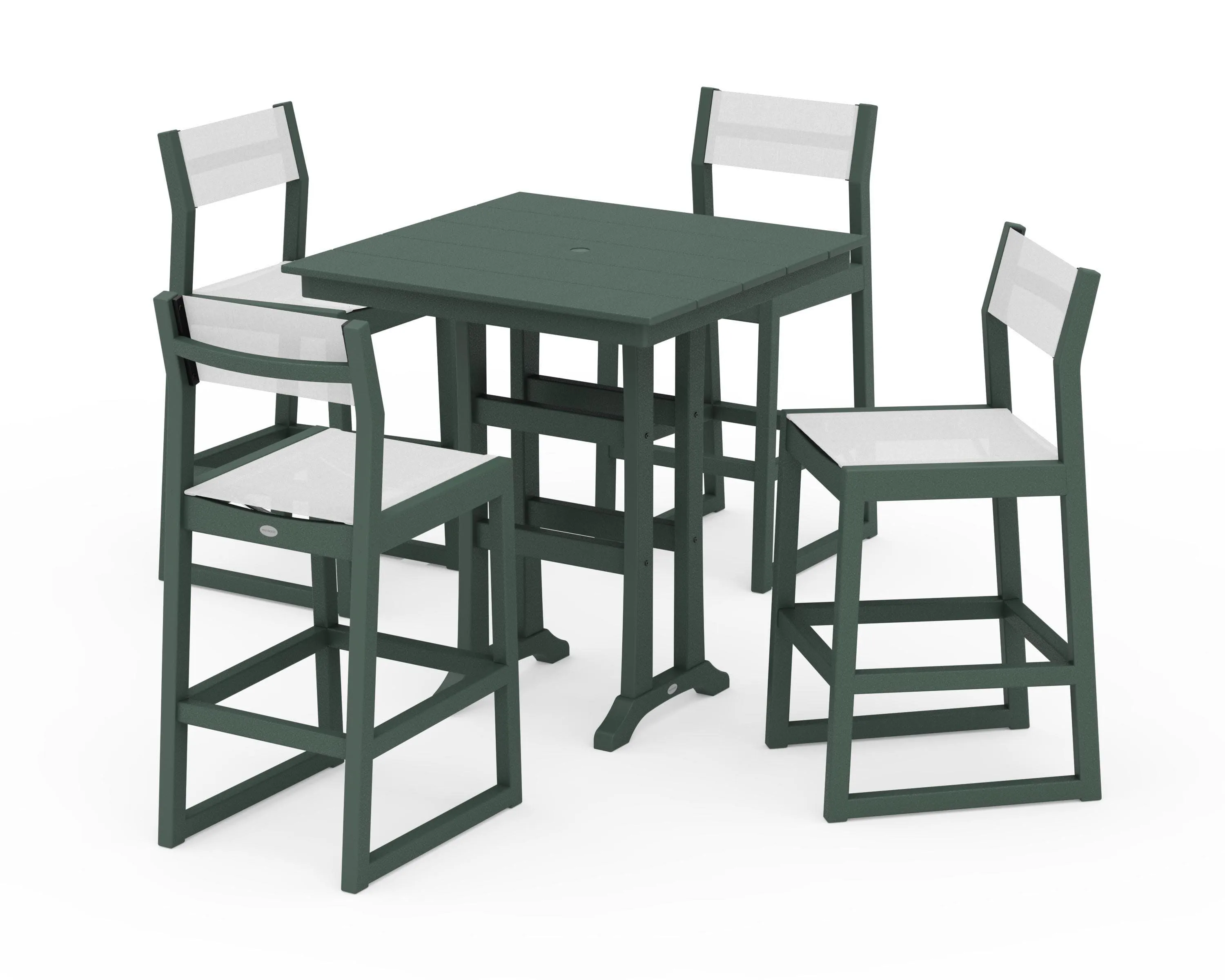 EDGE Sling Arm Chair 5-Piece Farmhouse Bar Set with Trestle Legs