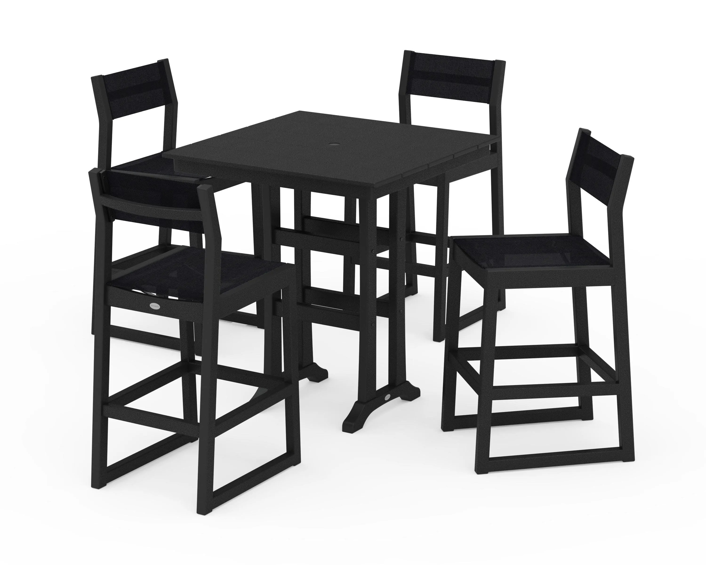 EDGE Sling Arm Chair 5-Piece Farmhouse Bar Set with Trestle Legs