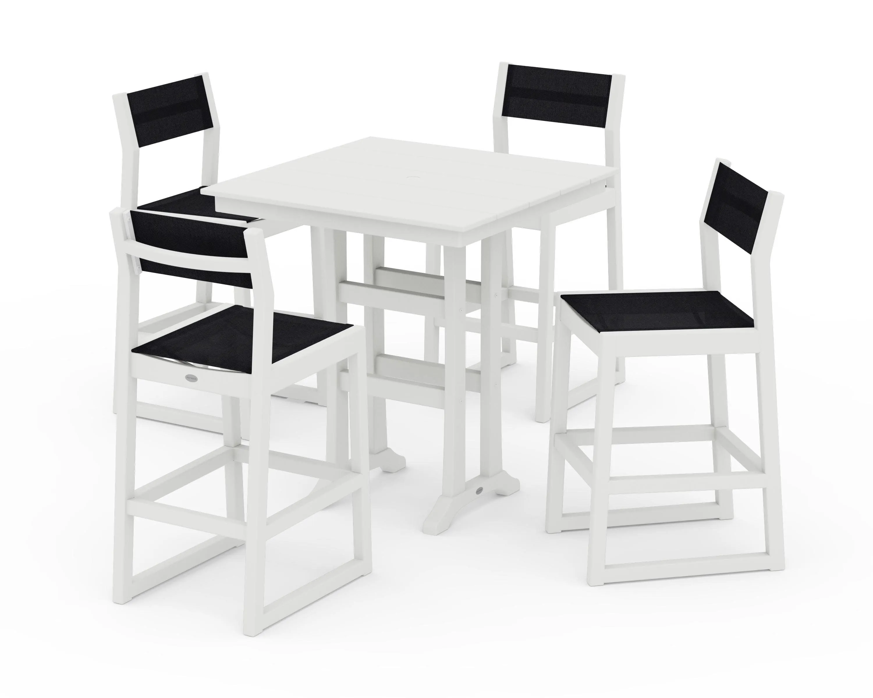 EDGE Sling Arm Chair 5-Piece Farmhouse Bar Set with Trestle Legs
