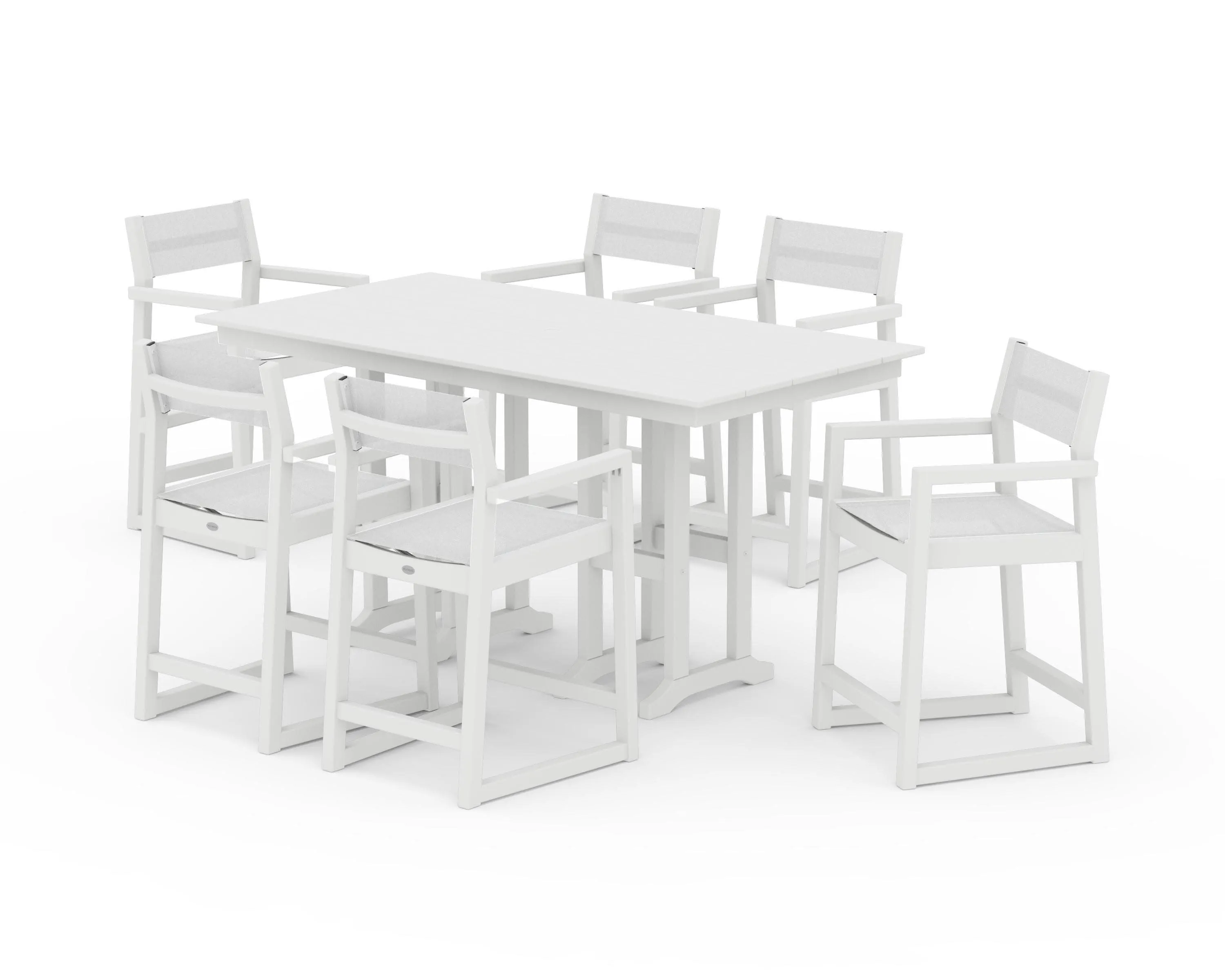 EDGE Sling Arm Chair 7-Piece Farmhouse Counter Set