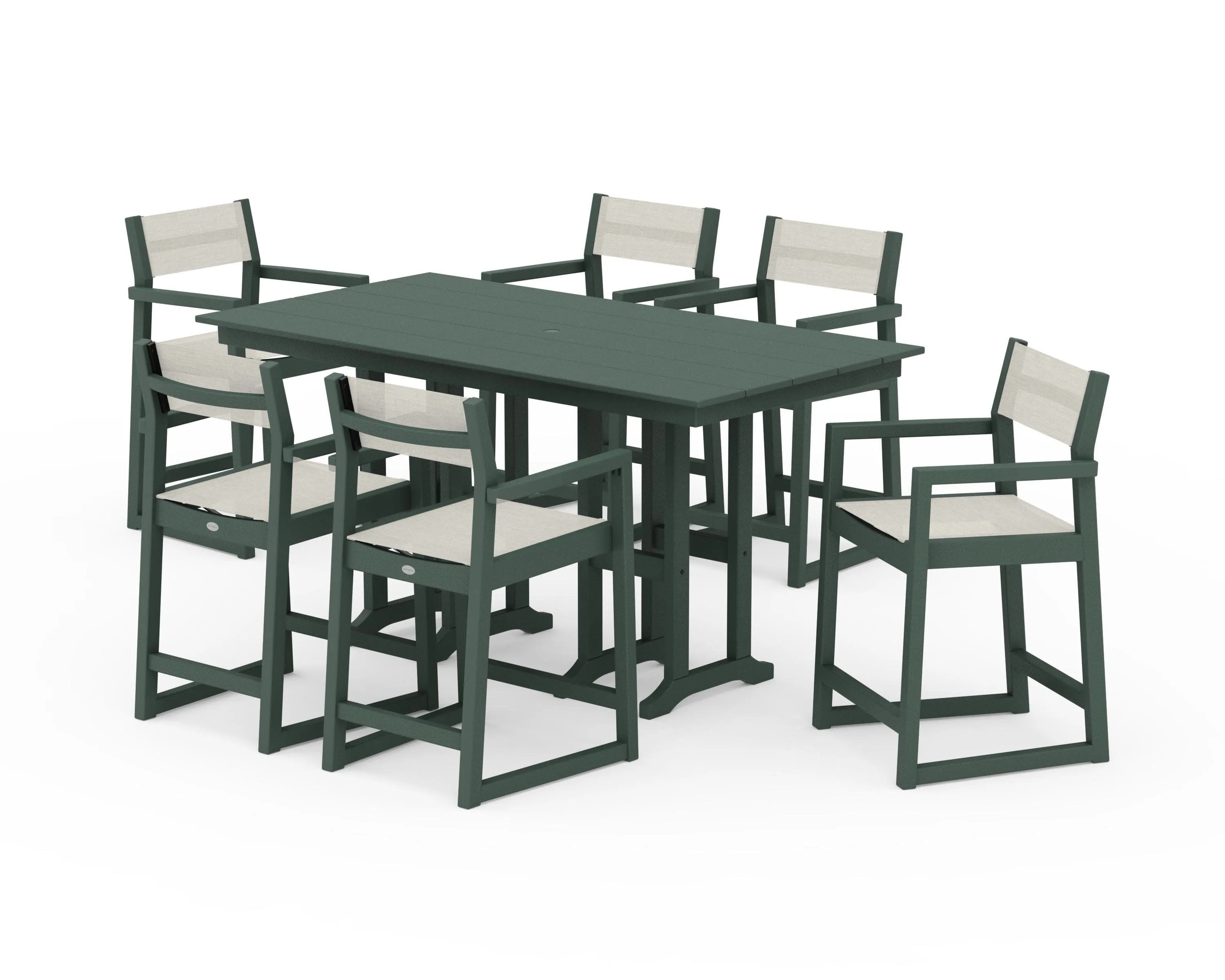 EDGE Sling Arm Chair 7-Piece Farmhouse Counter Set